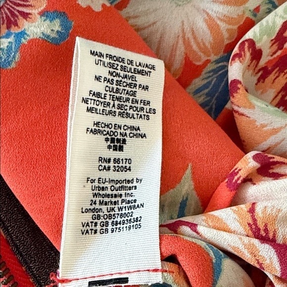 Free People Orange Floral Print Kimono Jacket Open Front Bohemian Extra Small - Picture 5 of 7